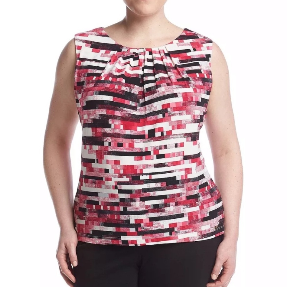 Calvin Klein Pleat Neck Top Sleeveless Size P